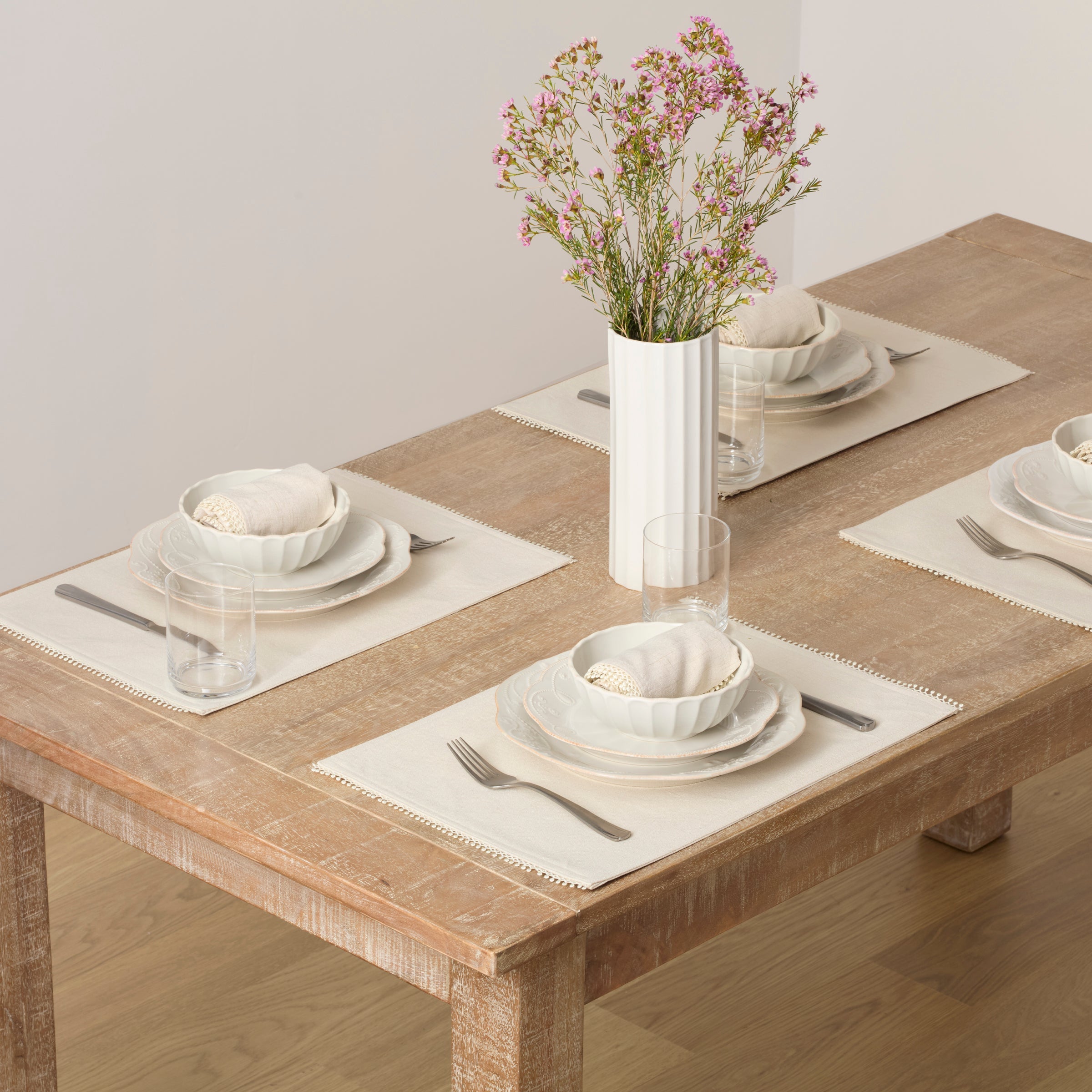 French Perle White 12-Piece Dinnerware Set