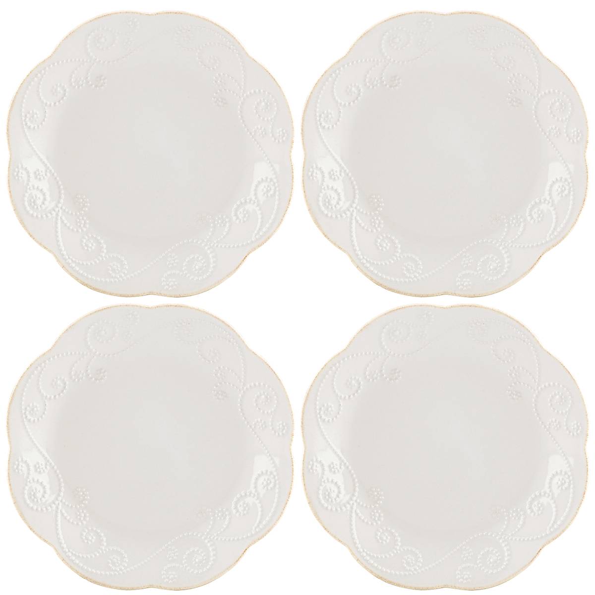 French Perle White 4-Piece Dessert Set