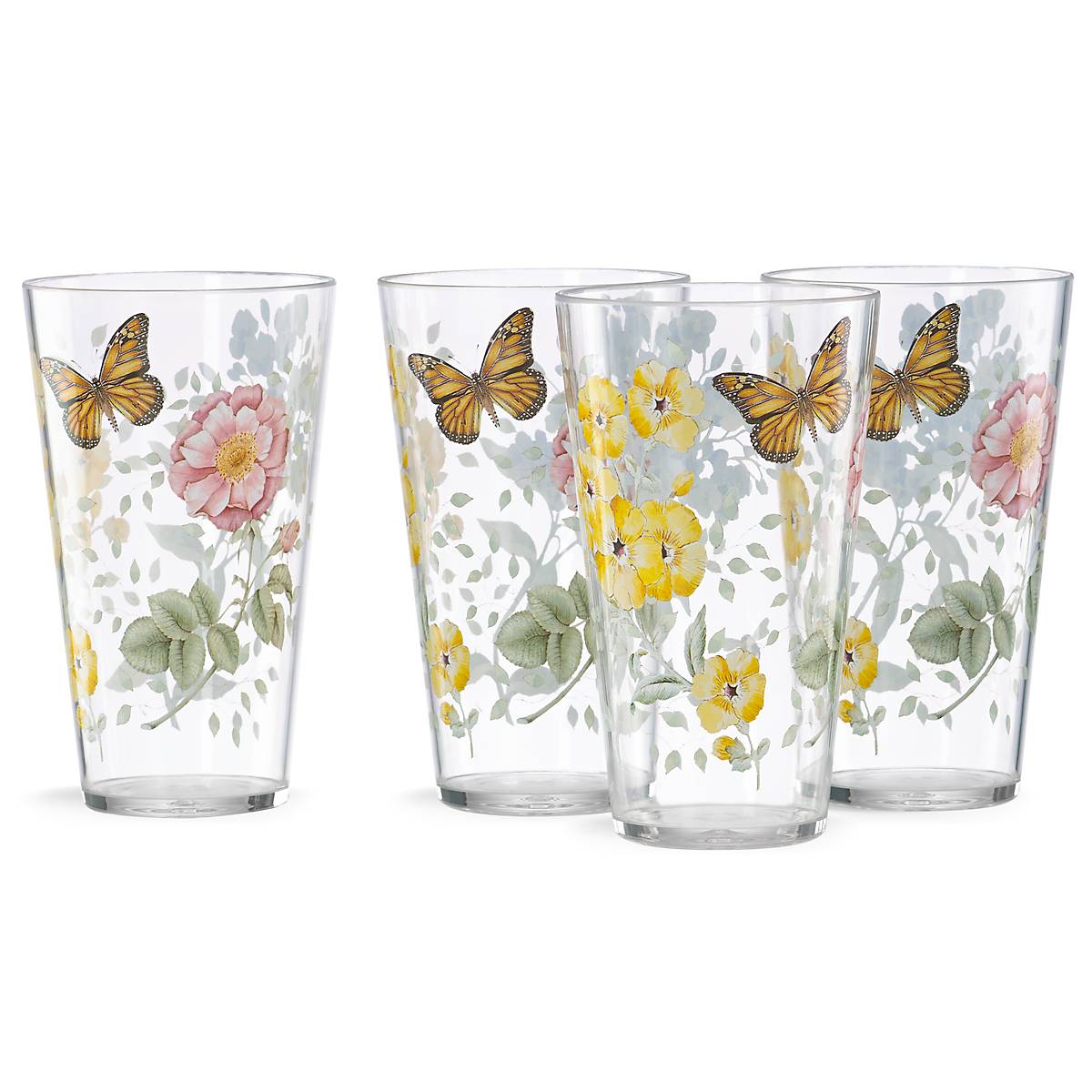 Butterfly Meadow Acrylic Highball Glasses - Set Of 4