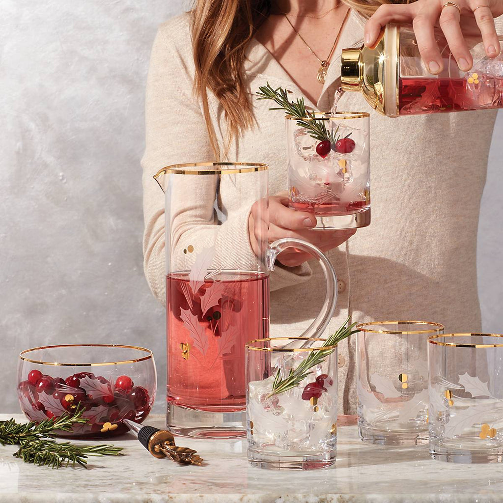 Holiday Gold Double Old Fashion Glasses - Set Of 4