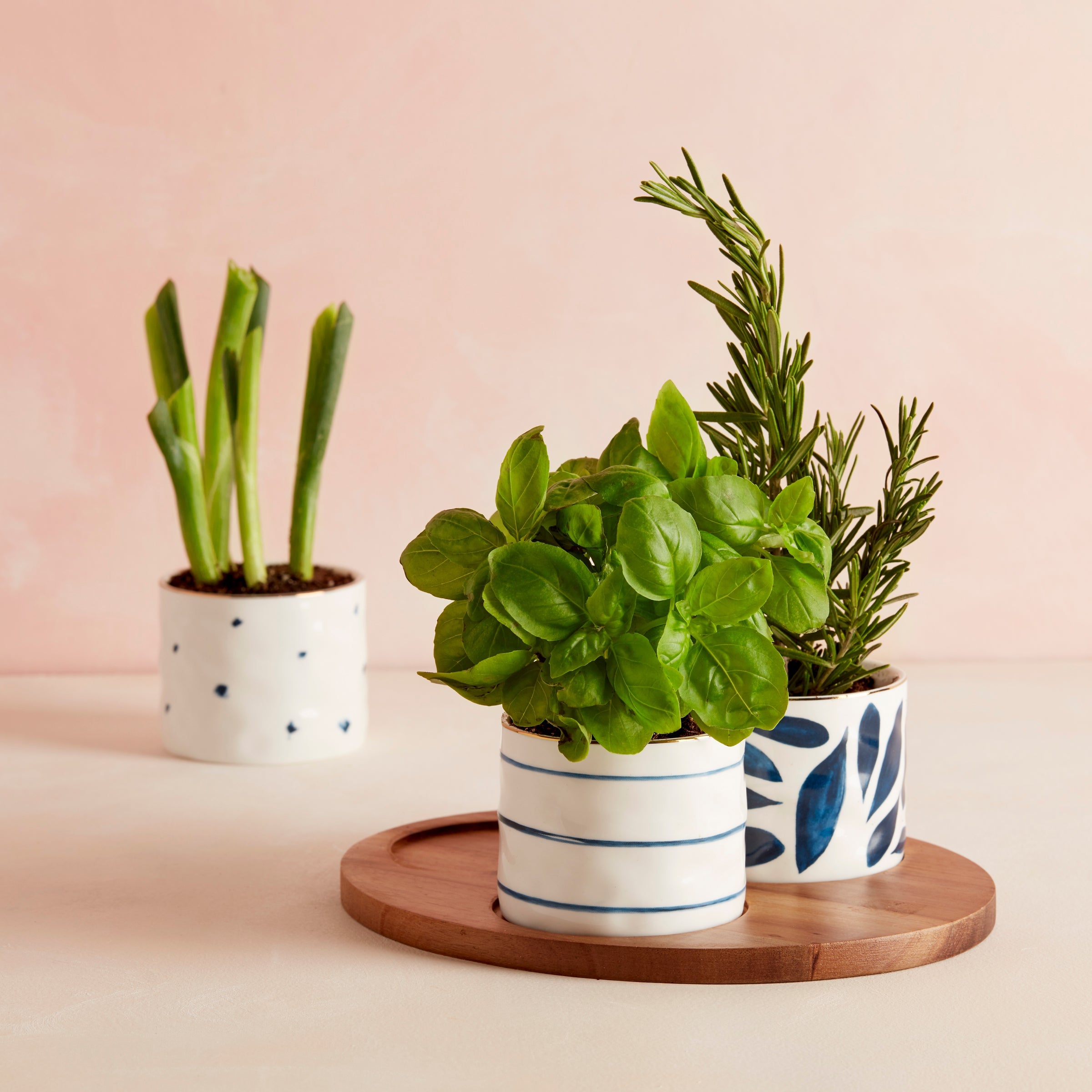 Blue Bay Snack Bowls - Set of 3 - With Wood Tray